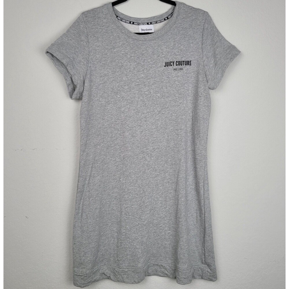 Juicy Couture Women's Size Large Gray Short Sleeve Midi Sweater Dress
